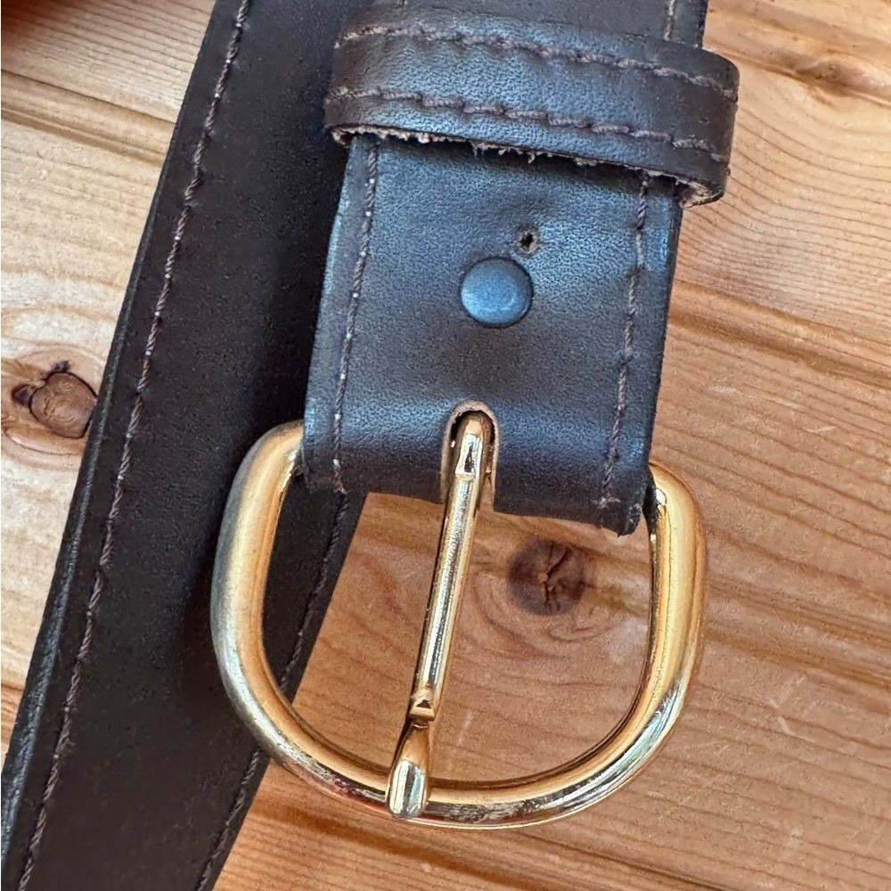 Belt Genuine Leather Dark Brown with Gold Buckle 48" Classic Quiet Luxury Sturdy
